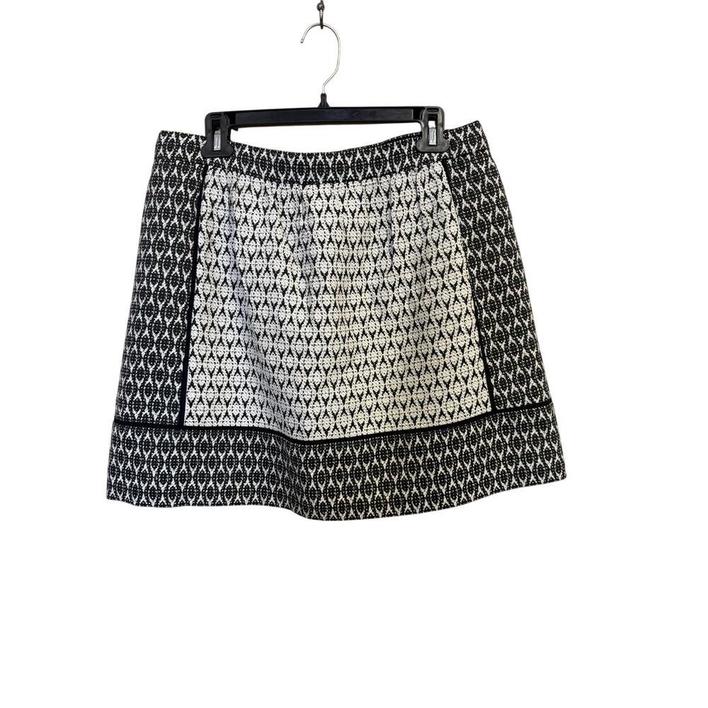 J CREW abstract black and white pattern skirt womens 12